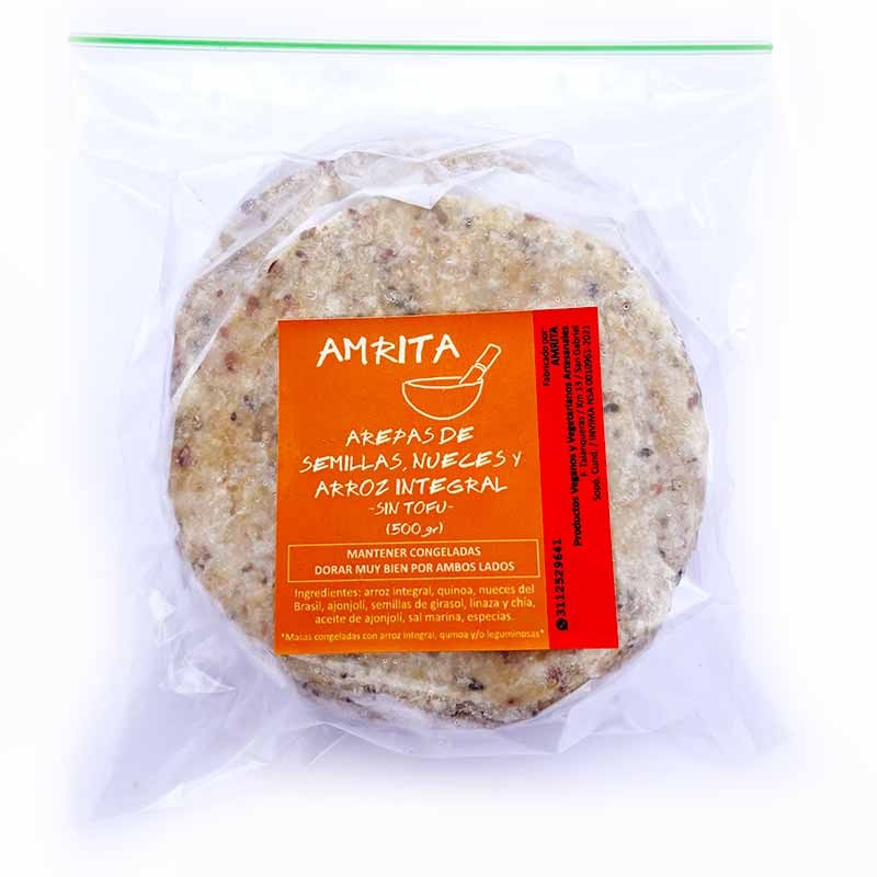 Arepas de Arrroz Integral Nueces y Semillas (sin tofu) 500 gr Amrita